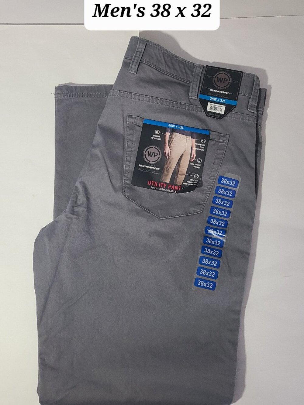 Weatherproof Utility Charcoal Gray Men's Pants Size 38 x 32 NWT
